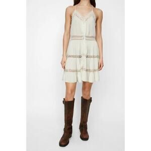 Nasty Gal Lace Dobby Button Front Sz 6 Ecru Boho Cottagecore